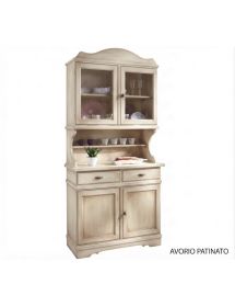 CRISTALLIERA SHABBY IN LEGNO MASSELLO 4 ANTE 2 CASSETTI VARI COLORI L.105 P.52 H.210
