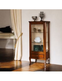 VETRINA CLASSICA IN LEGNO 1 PORTA 1 CASSETTO FINITURA BASSANO L.60 P.40 H.175