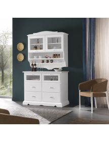CRISTALLIERA SHABBY IN LEGNO MASSELLO 2 ANTE 2 CASSETTI VARI COLORI L.120 P.58 H.197