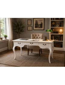Scrivania in legno laccato bianco opaco l.150 x p.75 h.80