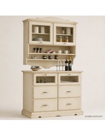 CRISTALLIERA SHABBY IN LEGNO MASSELLO 2 ANTE 2 CASSETTI VARI COLORI...