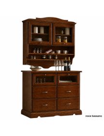 CRISTALLIERA SHABBY IN LEGNO MASSELLO 2 ANTE 2 CASSETTI VARI COLORI...