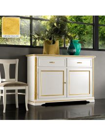 MADIA CREDENZA SHABBY IN LEGNO MASSELLO 2 PORTE BIANCO L.150 P.51 H.105
