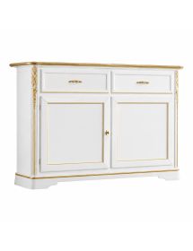MADIA CREDENZA SHABBY IN LEGNO MASSELLO 2 PORTE BIANCO L.150 P.51 H.105
