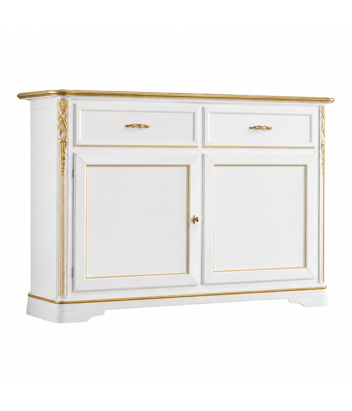 MADIA CREDENZA SHABBY IN LEGNO MASSELLO 2 PORTE BIANCO L.150 P.51 H.105