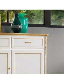MADIA CREDENZA SHABBY IN LEGNO MASSELLO 2 PORTE BIANCO L.150 P.51 H.105