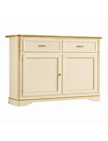MADIA CREDENZA SHABBY IN LEGNO MASSELLO 2 PORTE BIANCO L.150 P.51 H.105