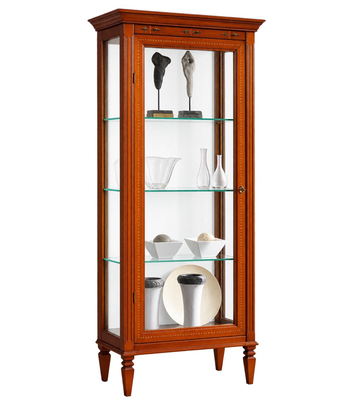 VETRINA CLASSICA IN LEGNO 1 PORTA FINITURA BASSANO L.78 P.43 H.175