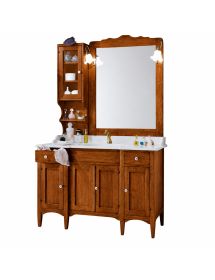 MOBILE BAGNO 129 CM IN LEGNO LAVABO 4 PORTE 2 CASSETTI E SPECCHIO