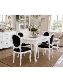 Sedia shabby legno imbottita microfibra nera 50x47x100