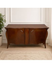 Madia Credenza in legno 2 porte sagomata intagliata arte povera l.1...