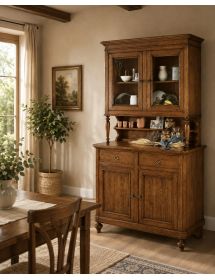 CRISTALLIERA NAPOLETANA IN LEGNO MASSELLO 4 PORTE 2 CASSETTI TINTA NOCE L.116 P.49 H.206 (6011+6012)