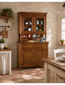 CRISTALLIERA NAPOLETANA IN LEGNO MASSELLO 4 PORTE 2 CASSETTI TINTA NOCE L.116 P.49 H.206 (6011+6012)