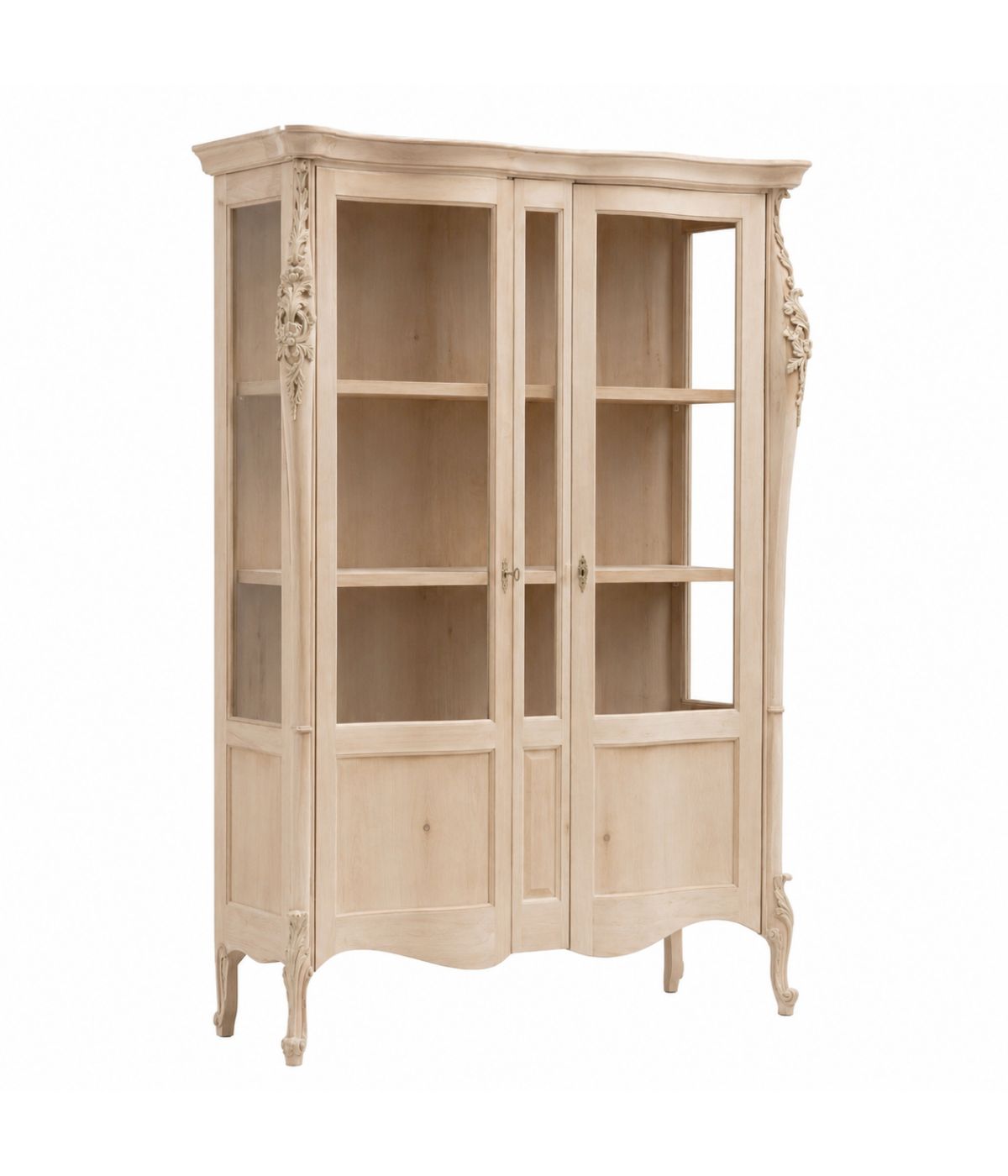 Vetrina 2 ante classica barocco Legno grezzo 145x50x203