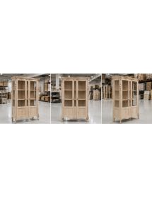 Vetrina 2 ante classica barocco Legno grezzo 145x50x203