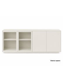 MADIA CREDENZA MODERNA IN LEGNO MASSELLO 4 ANTE VARI COLORI 240X48X88