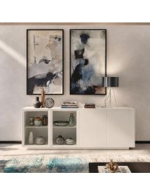 MADIA CREDENZA MODERNA IN LEGNO MASSELLO 4 ANTE VARI COLORI 240X48X88