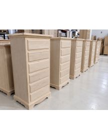Cassettiera classica 6 cassetti In Legno grezzo 50x35x105