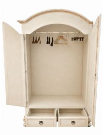 Armadio shabby 2 porte legno bianco anticato filo arancione 125x61x200