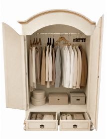 Armadio shabby 2 porte legno bianco anticato filo arancione 125x61x200