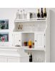 Mobile Bar Classico in Legno Massello Bianco Opaco con Dispensa e Bancone Arte Povera