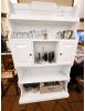 Mobile Bar Classico in Legno Massello Bianco Opaco con Dispensa e Bancone Arte Povera