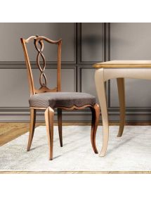 Sedia Classica Imbottita in Legno con Schienale Lavorato - Colori e Tessuti a Scelta