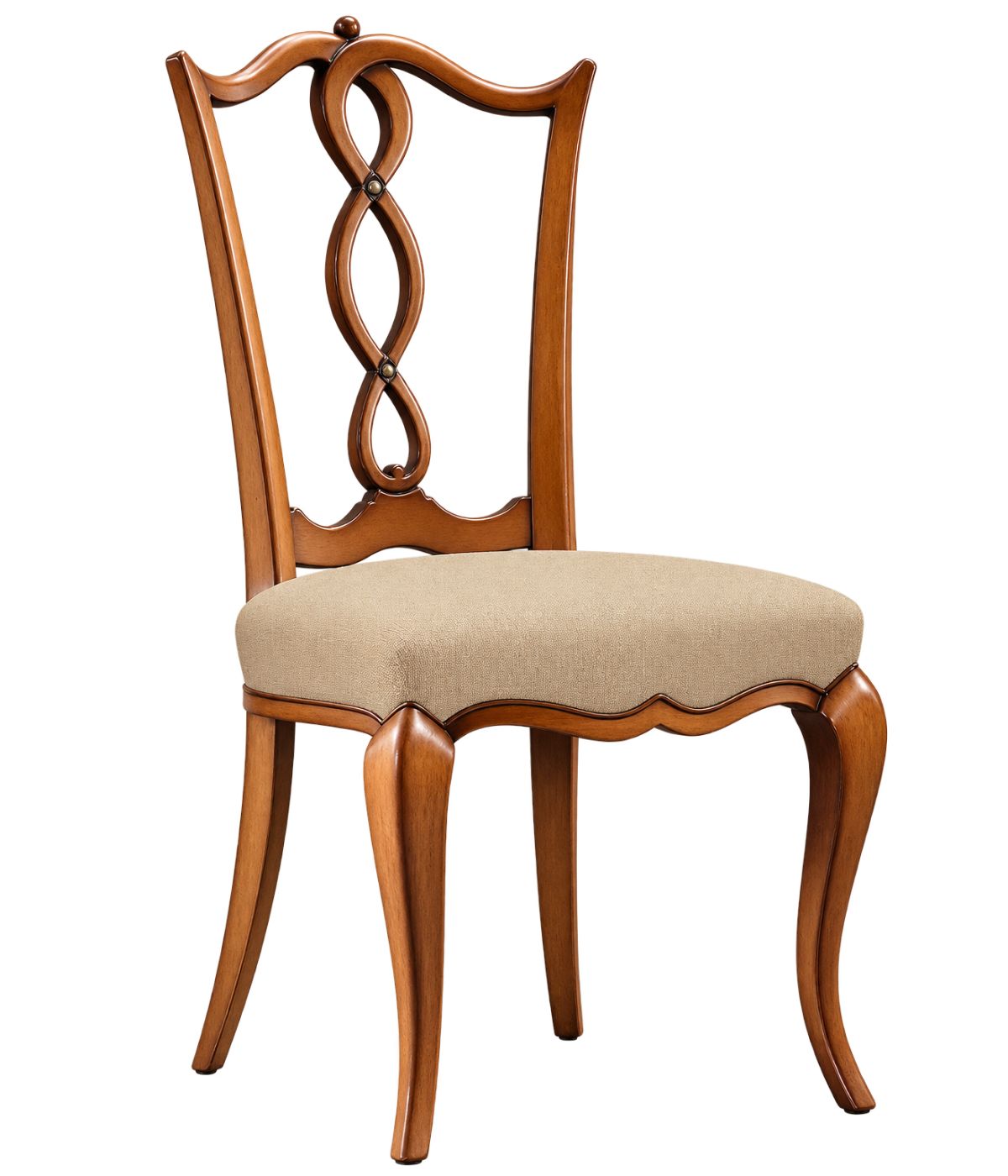 Sedia Classica Imbottita in Legno con Schienale Lavorato - Colori e Tessuti a Scelta