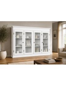 Alzata cristalliera 4 ante legno bianco 205x42x119