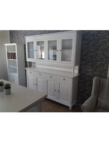Alzata cristalliera 4 ante legno bianco 196x42x119