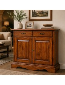CREDENZA ARTE POVERA IN LEGNO 2 PORTE 2 CASSETTI VARI COLORI 110X45X90