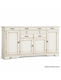 MADIA CREDENZA IN LEGNO MASSELLO 4 PORTE VARI COLORI L.222 P.52 H.108