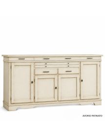 MADIA CREDENZA IN LEGNO MASSELLO 4 PORTE VARI COLORI L.222 P.52 H.108