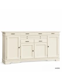 MADIA CREDENZA IN LEGNO MASSELLO 4 PORTE VARI COLORI L.222 P.52 H.108