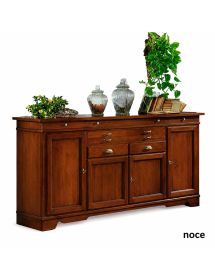 Madia Credenza Classica in Legno Massello 4 Porte e 7 Cassetti L.222 P.52 H.108 - Varie Finiture