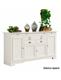 Madia Credenza Classica in Legno Massello 4 Porte e 7 Cassetti L.222 P.52 H.108 - Varie Finiture