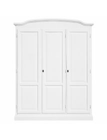 Armadio 3 ante in legno massello bianco cappello tondo 158x56x197H