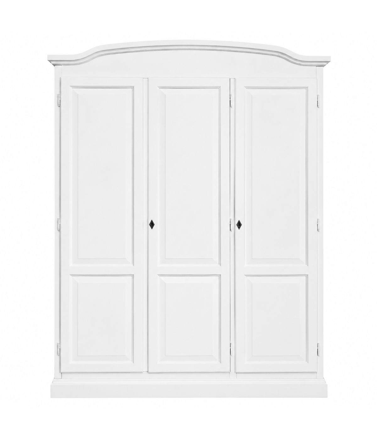 Armadio 3 ante in legno massello bianco cappello tondo 158x56x197H