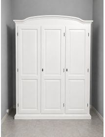Armadio 3 ante in legno massello bianco cappello tondo 158x56x197H