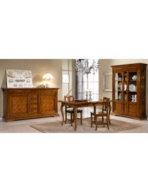 VETRINA 2 PORTE IN LEGNO ARTE POVERA TINTA NOCE BASSANO 146X53X213