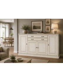 Credenza 4 Ante in Legno Massello L.245 P.52 H.110 - Vari Colori