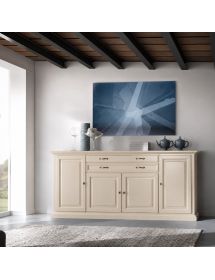 Credenza 4 Ante in Legno Massello L.245 P.52 H.110 - Vari Colori