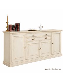 Credenza 4 Ante in Legno Massello L.245 P.52 H.110 - Vari Colori