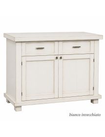 Madia Bianca in Legno Massello 2 Ante 2 Cassetti | 120x45x83 cm - Varie Finiture