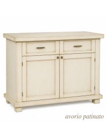 Madia Bianca in Legno Massello 2 Ante 2 Cassetti | 120x45x83 cm - Varie Finiture