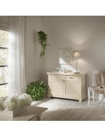 Madia Bianca in Legno Massello 2 Ante 2 Cassetti | 120x45x83 cm - Varie Finiture
