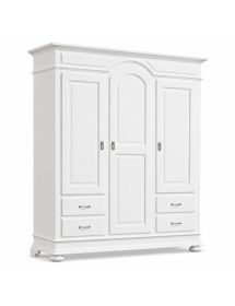 ARMADIO 3 PORTE 4 CASSETTI LEGNO SHABBY BIANCO 184X60X223 (2206)
