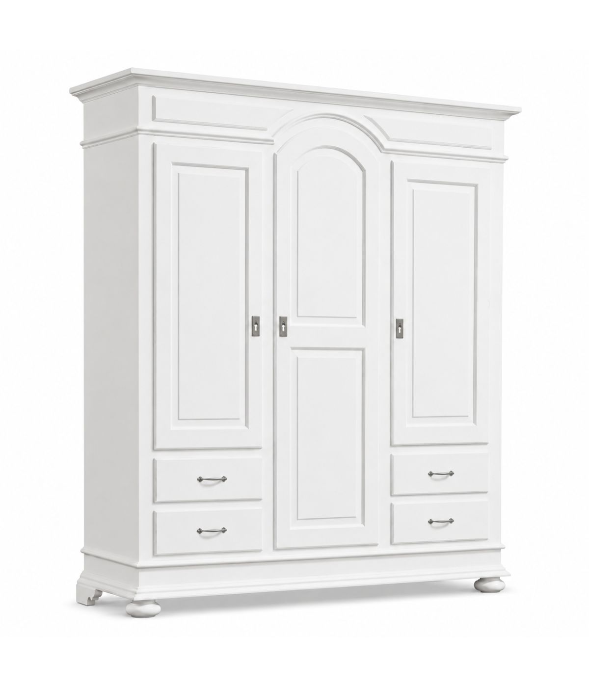 ARMADIO 3 PORTE 4 CASSETTI LEGNO SHABBY BIANCO 184X60X223 (2206)