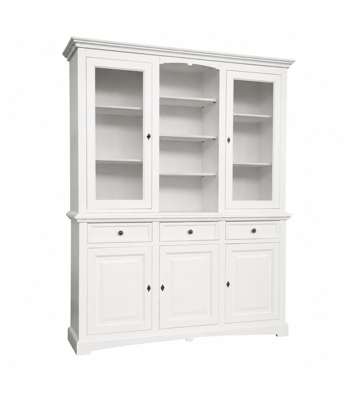 CRISTALLERIA IN LEGNO 3 ANTE SHABBY BIANCO 170X46X215