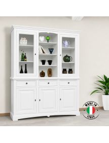 CRISTALLERIA IN LEGNO 3 ANTE SHABBY BIANCO 170X46X215